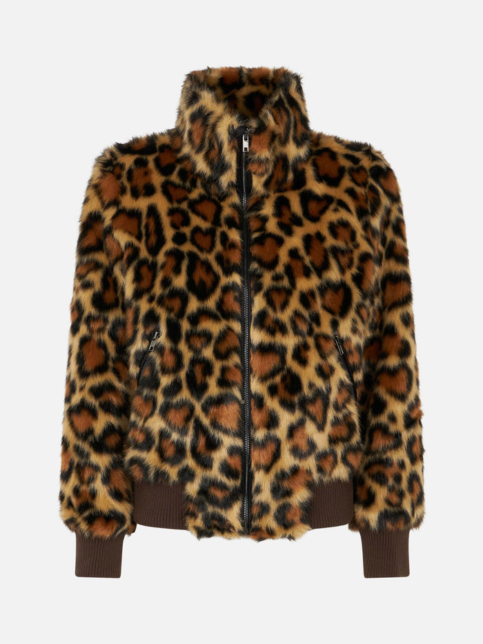 Janette Brown Furry Jacket With Animal Heart Print