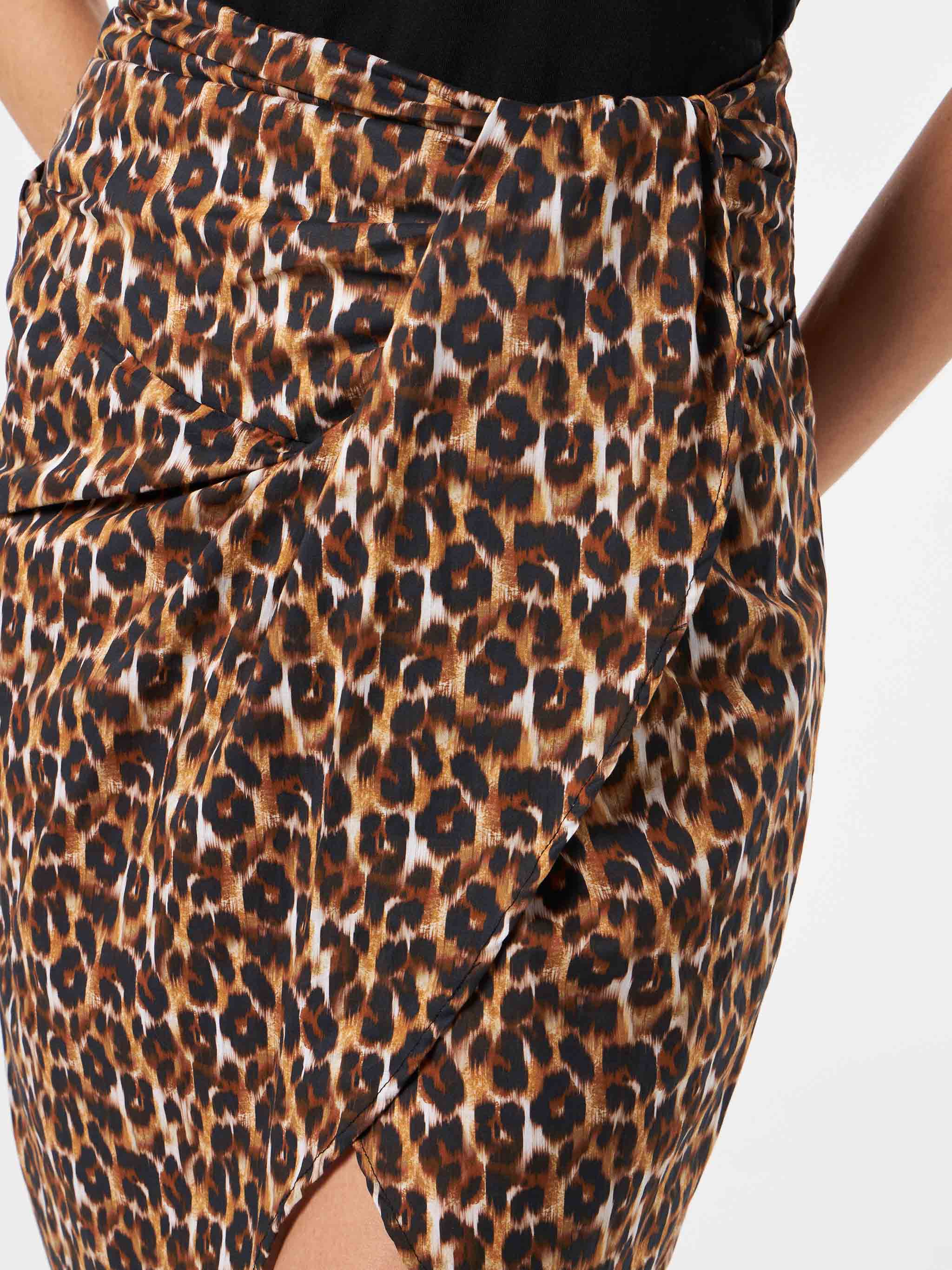Amanda Midi Skirt With Animalier Print Brown