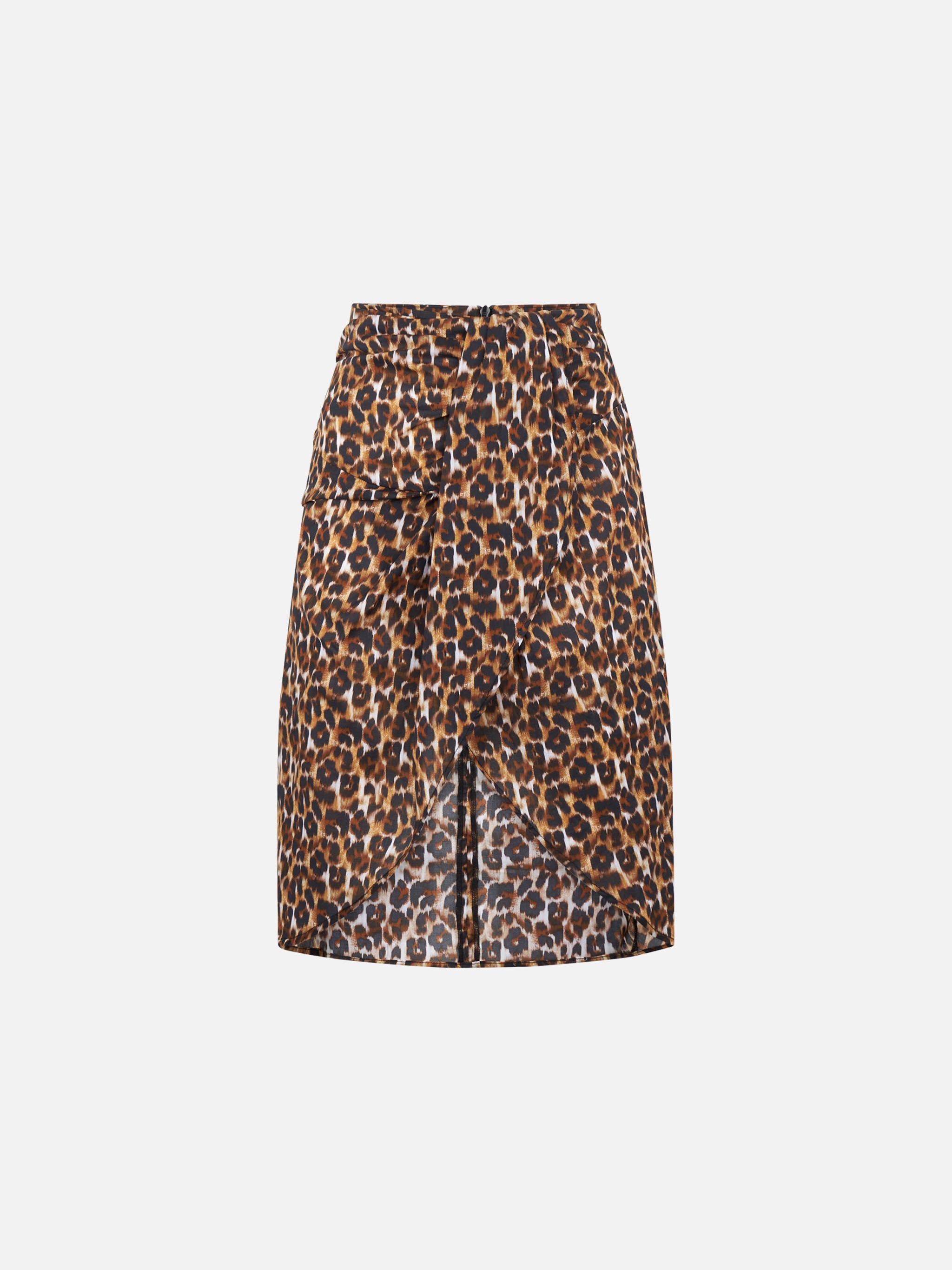 Amanda Midi Skirt With Animalier Print Brown