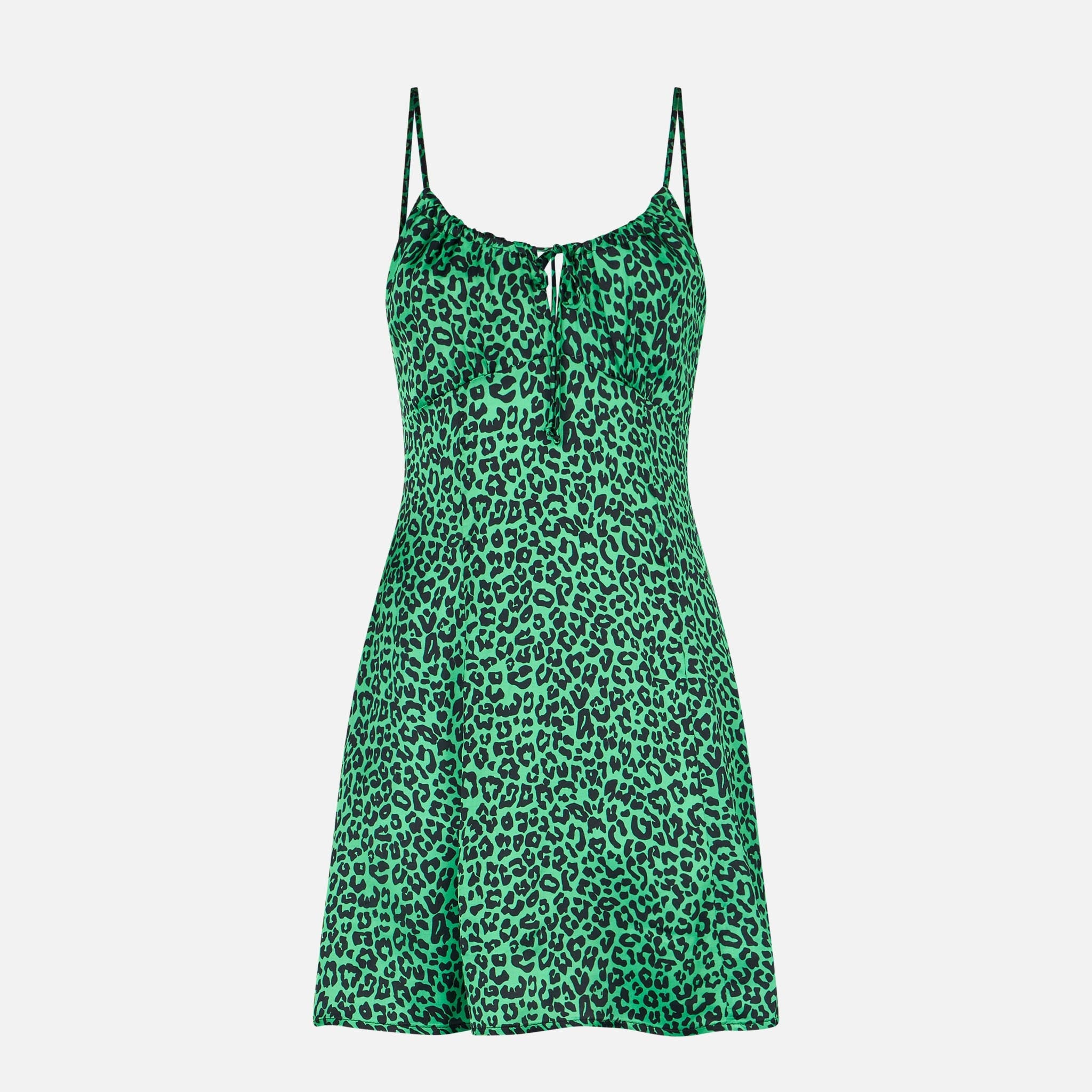 Leopard Print Short Dress Green