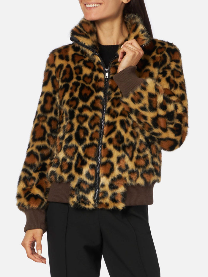 Janette Brown Furry Jacket With Animal Heart Print