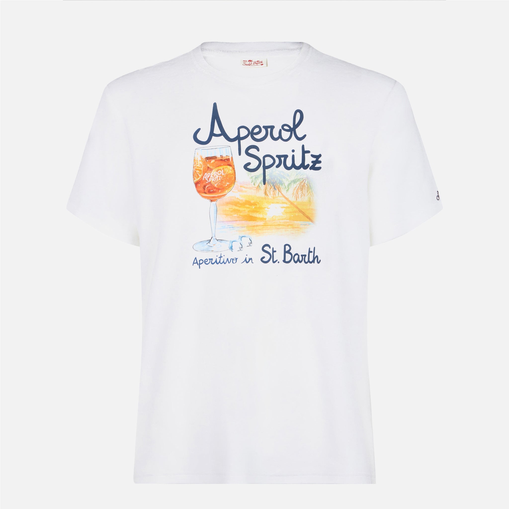 Man Cotton T-Shirt With Aperol Spritz Venice Print | Special Edition White