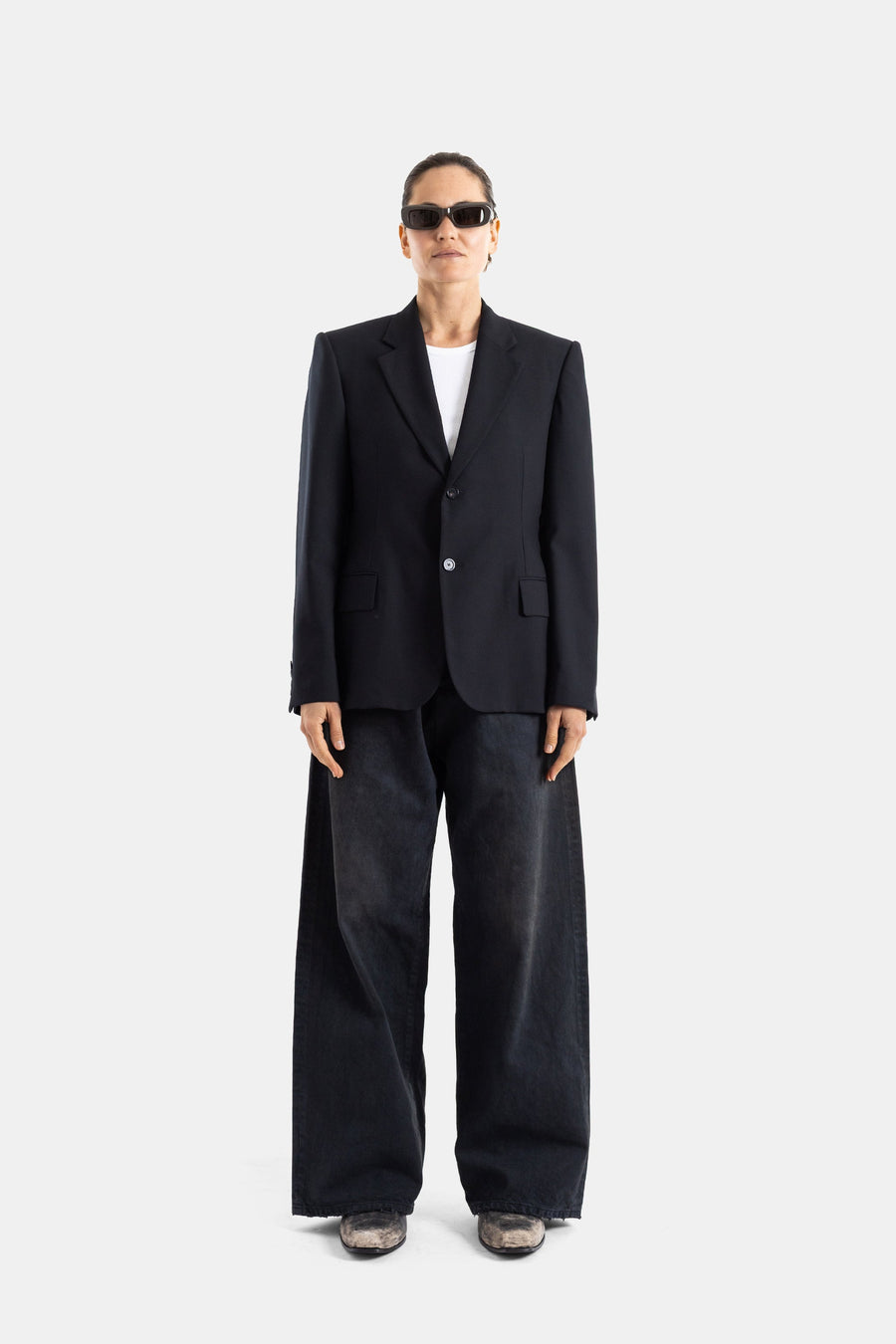 Balenciaga Two-Button Tailored Blazer — Black