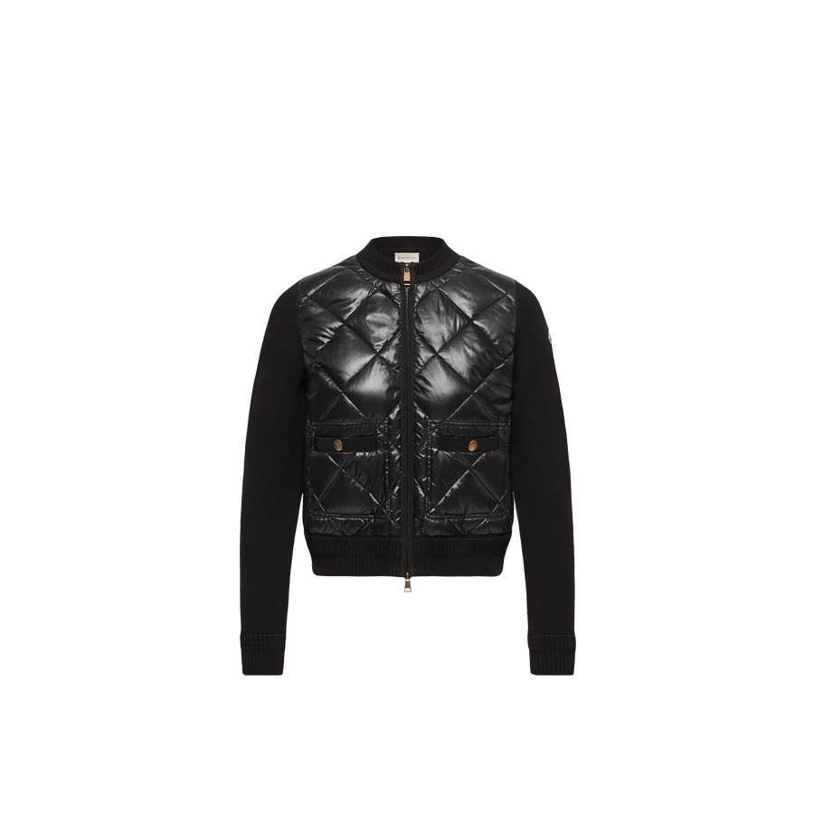 Moncler Quilted Diamond Knit Down Jacket — Black
