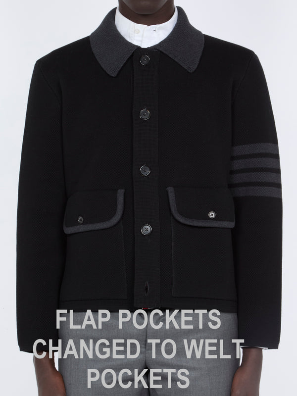 Thom Browne Polo Collar Work Jacket — Black