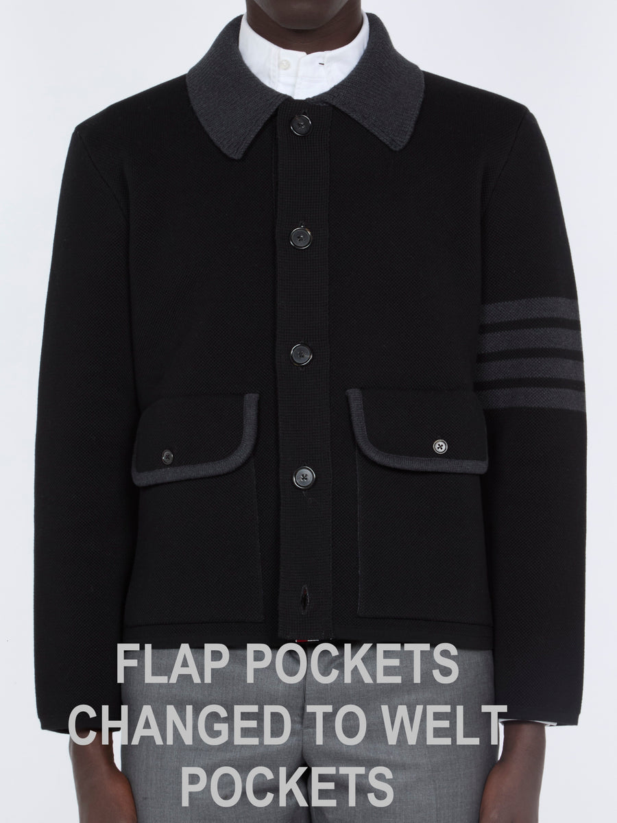 Thom Browne Polo Collar Work Jacket — Black