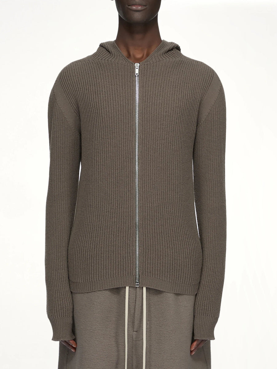 Rick Owens كارديغان مضلع بسحاب هودي — رمادي
