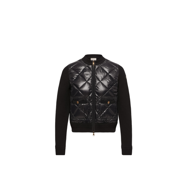 جاكيت مبطن بتصميم ماسي من Moncler حياكة جاكيت — أسود