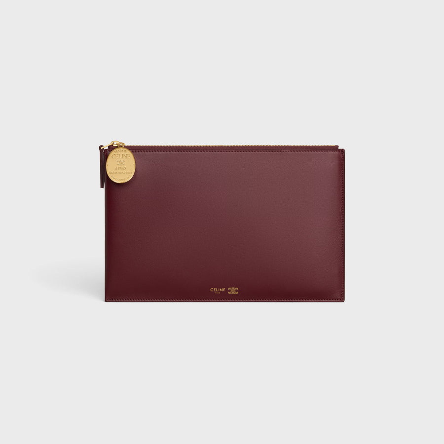 Celine Bi-colour Leather Clutch — Burgundy