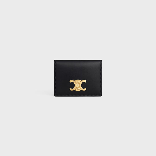 Celine Leather Bi-Fold Card Case — Black