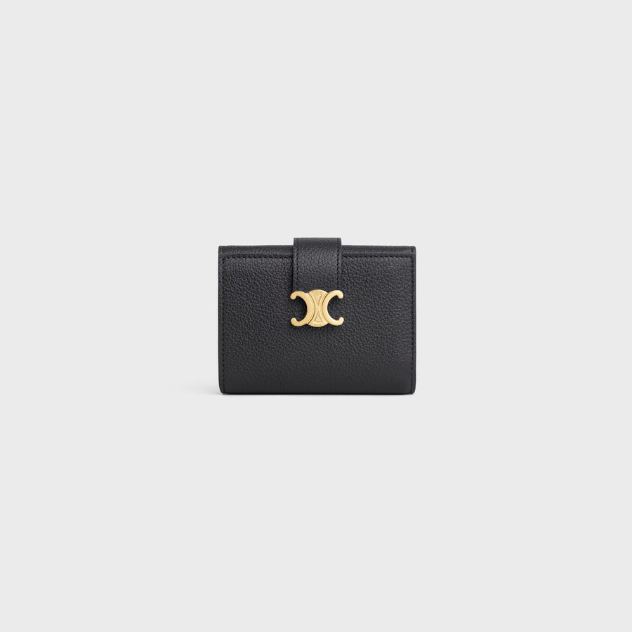 Celine Pebbled Leather Wallet — Black