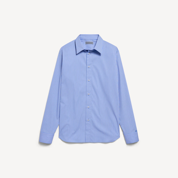 Balenciaga Striped Cotton Shirt — Blue