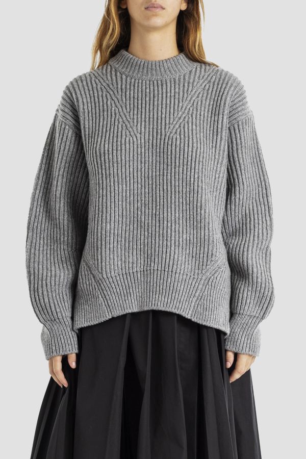 Jil Sander رفيع صوف مضلع كنزة — رمادي