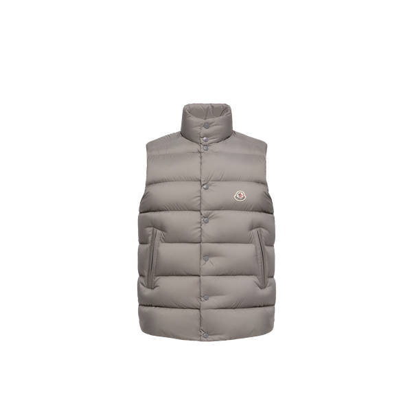 Moncler صدرية ريش — رمادي
