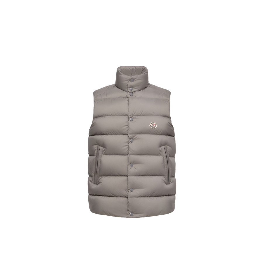 Moncler صدرية ريش — رمادي