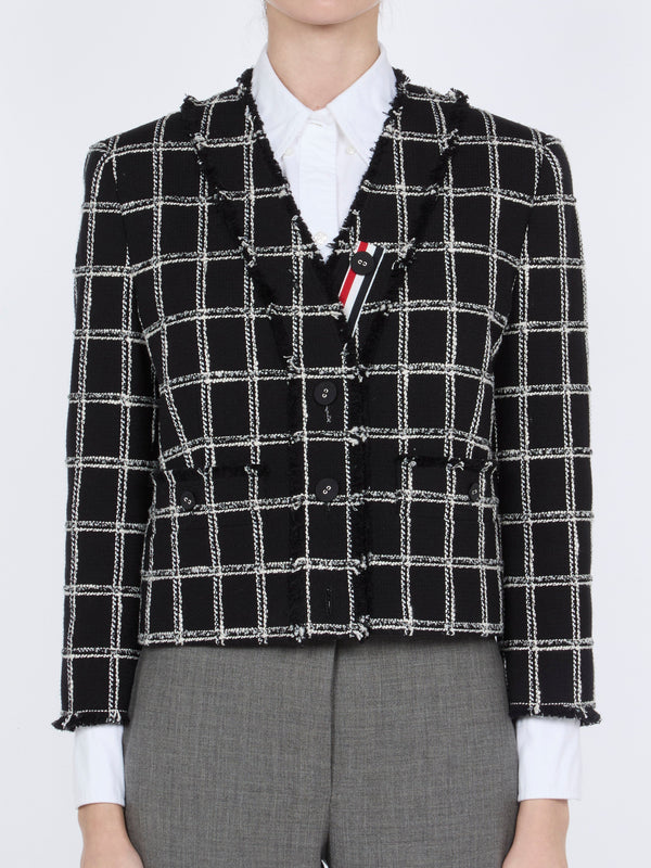 Thom Browne Check Tweed Blazer — Black