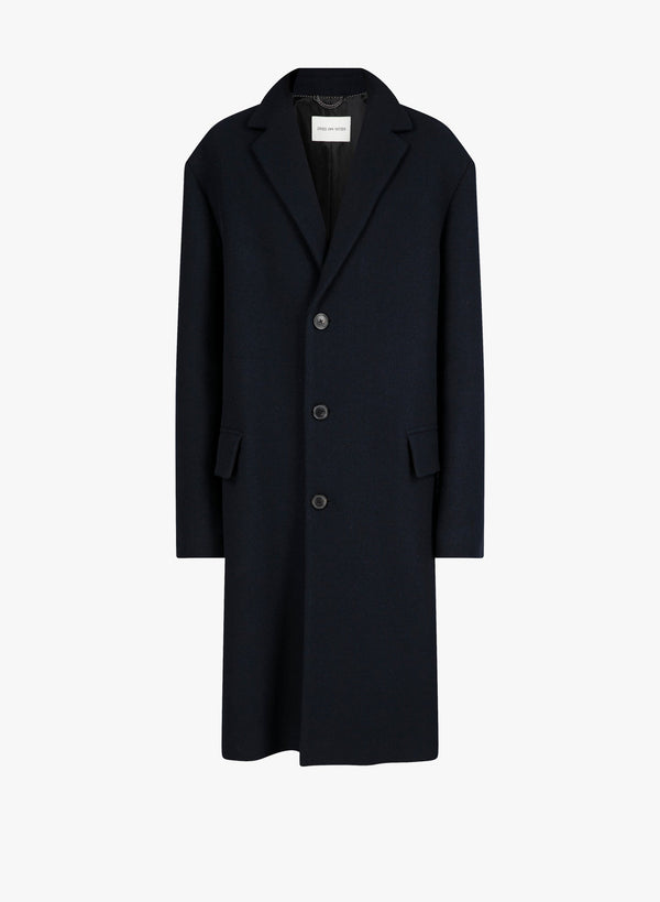 معطف صوف-مزيج Rustic من Dries Van Noten — كحلي