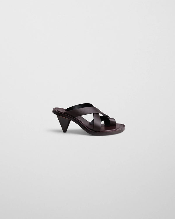 Phoebe Philo Strappy Cone Heel Sandal Heel — Oxblood