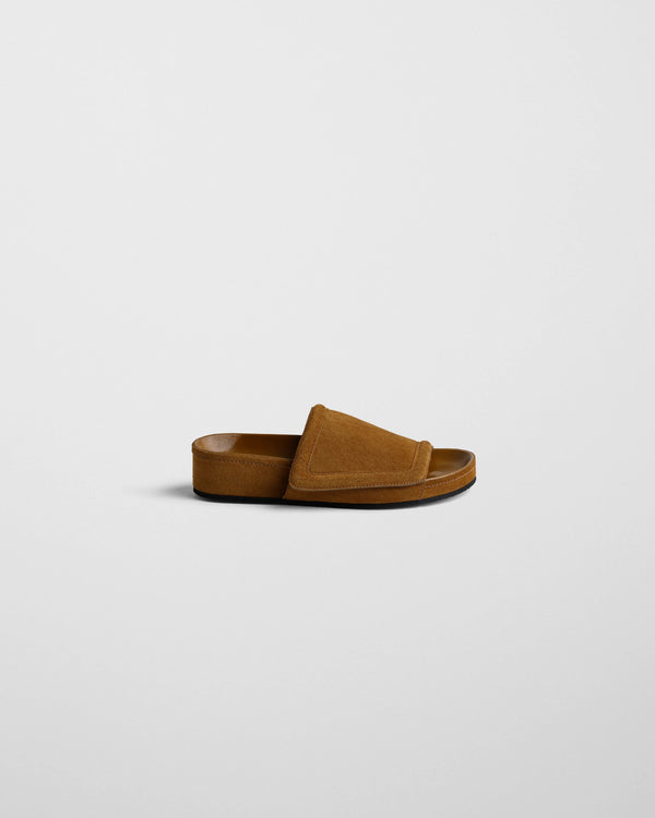 Phoebe Philo Suede Slide Slide Sandal — Brown