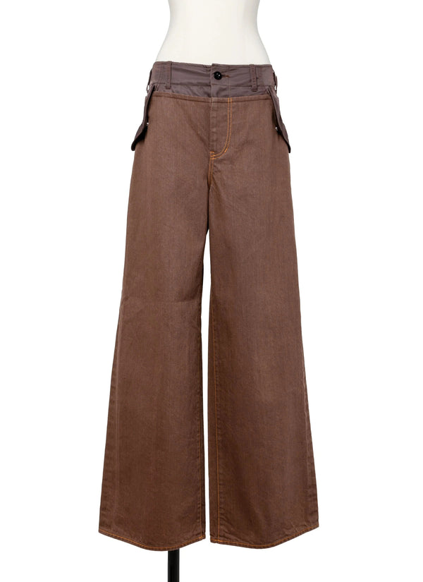 Sacai Corduroy Wide-Leg Trousers — Brown