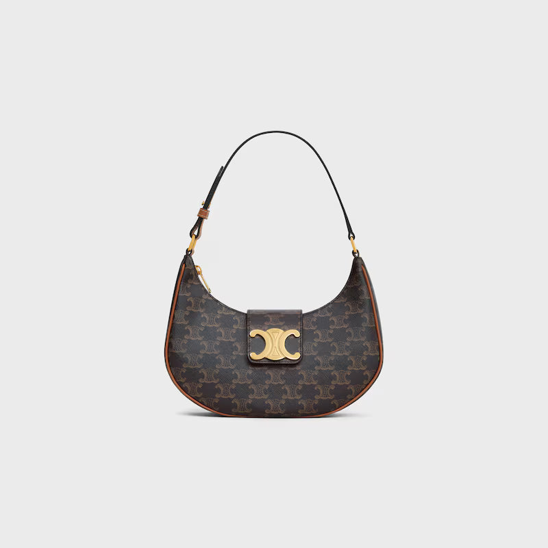 Celine Triomphe Canvas Shoulder Bag — Brown