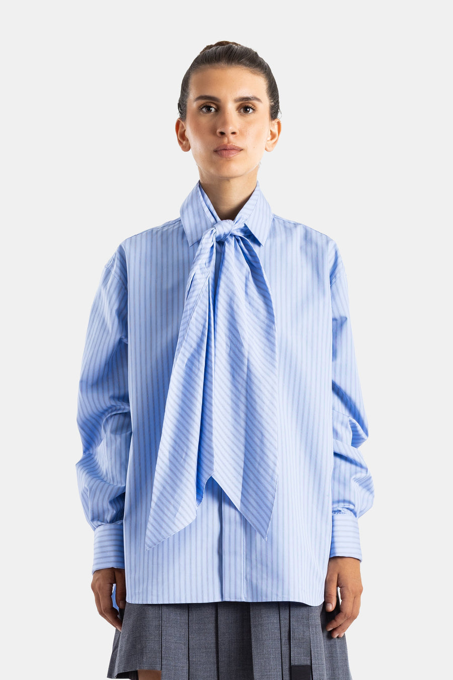 Sacai Striped Poplin Shirt — Blue