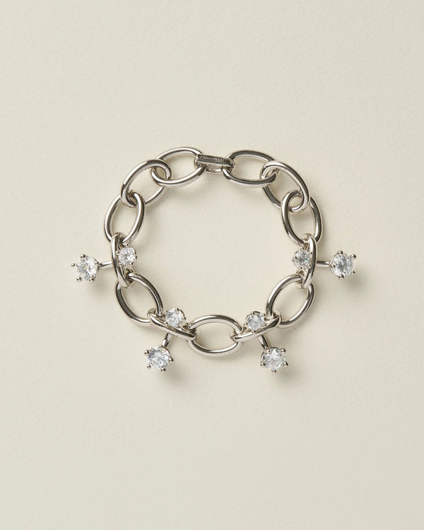 Panconesi Chain Link with Crystal Charms Bracelet — Silver