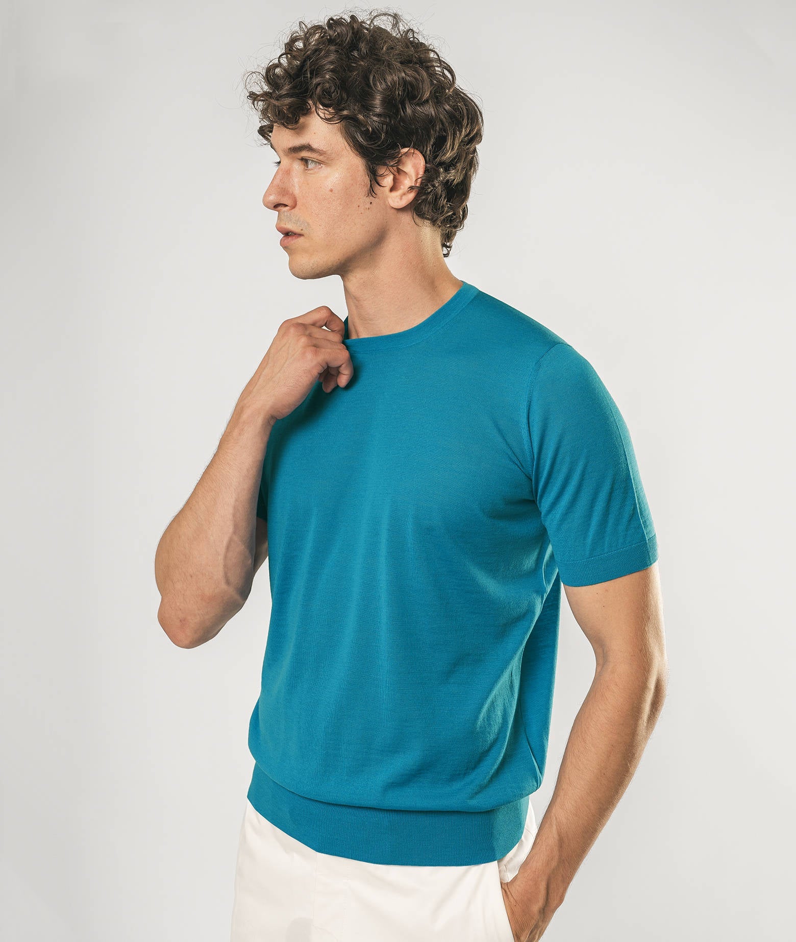 Wool T-Shirt Mentone Green Round Neck