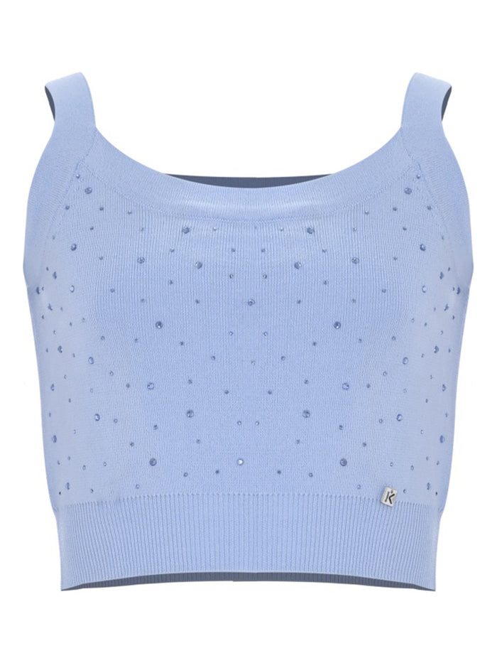 VIRGIE TOP Light Blue Viscose Polyamide