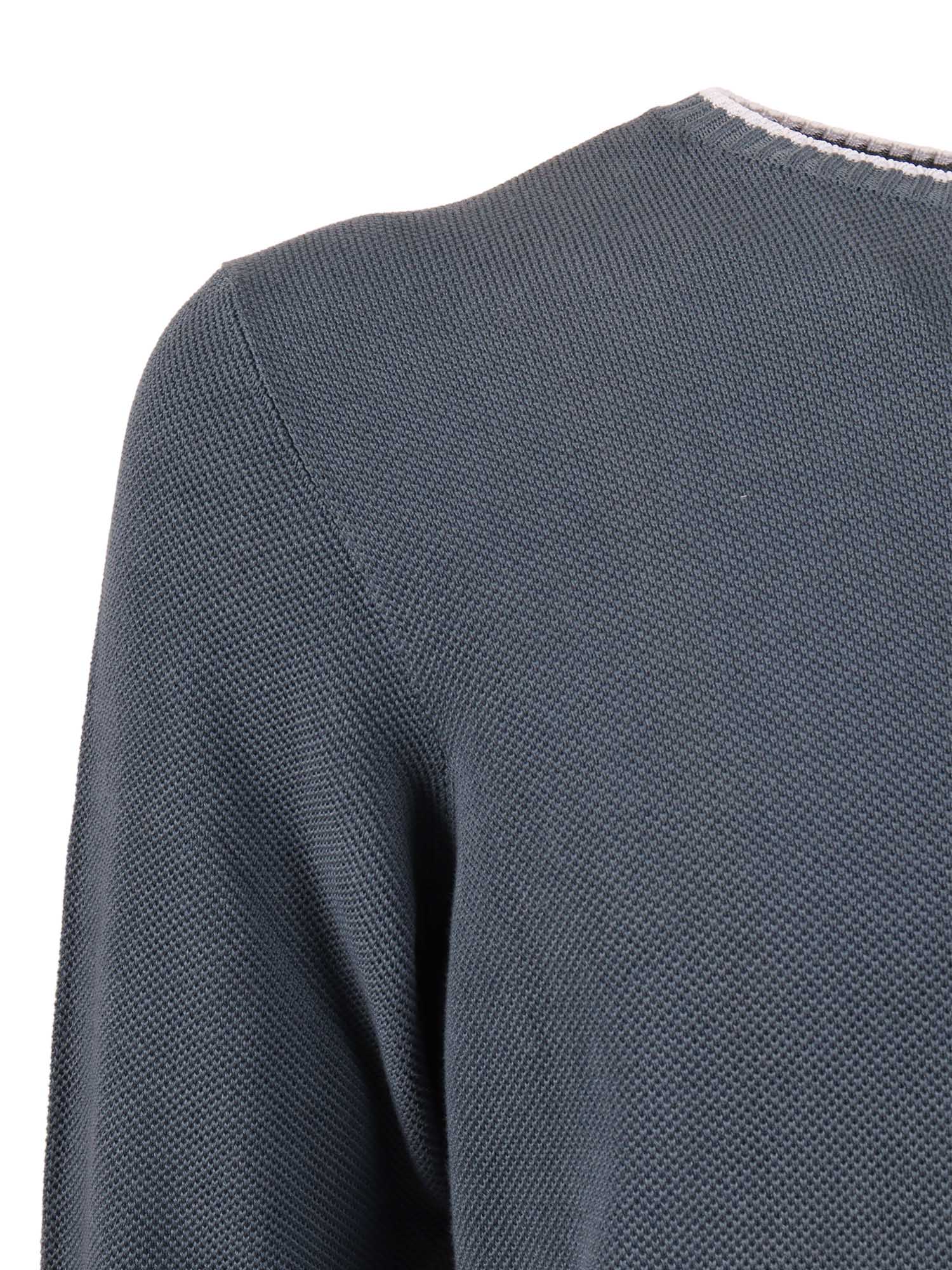 Crew-Neck L-S Knitted Sweater Man Blue Cotton Crewneck