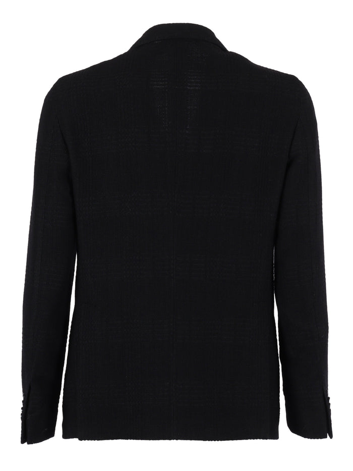Jacket Black Virgin Wool Polyamide Viscose Single Breasted