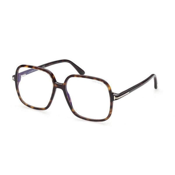 Tom Ford Eyeglasses Square Full Rim, Dark Havana Frame And Clear-Blue-Light Block Lenses Lens Ft5764-B052 Brown Sunglasses