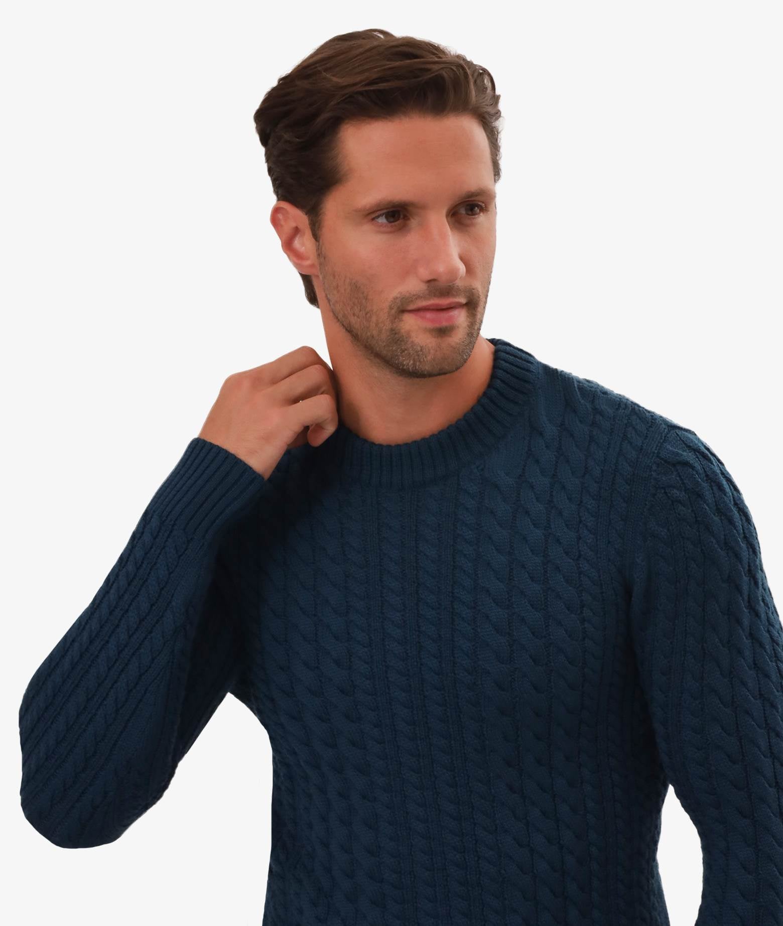 Cable Knit Sweater Col Du Pillon Brown Maglieria Dis/lav Pesante