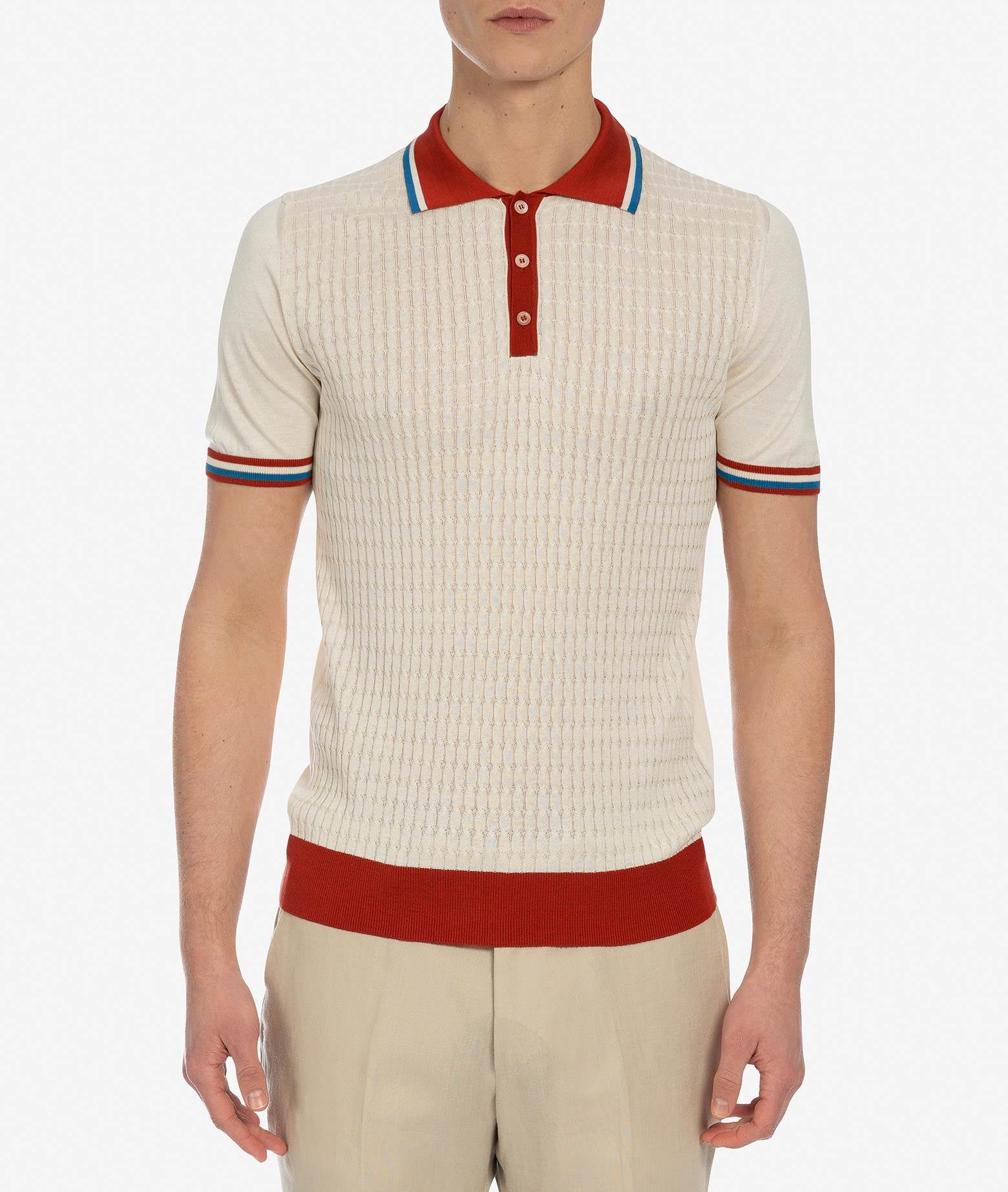 Silk Polo Positano Red Light Knitwear