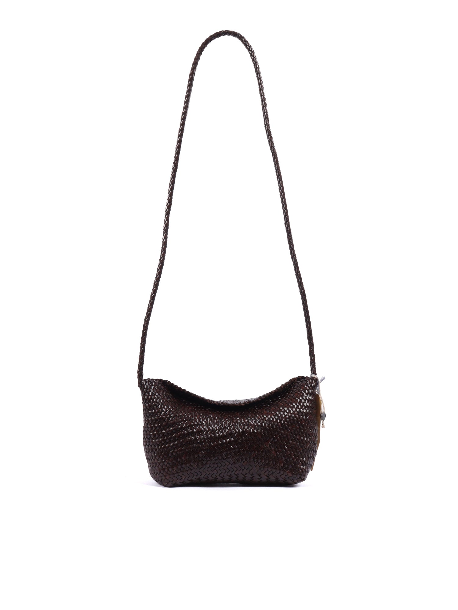 CORSINA DIAGONAL WEAVE Brown Calf Leather Shoulder Bag