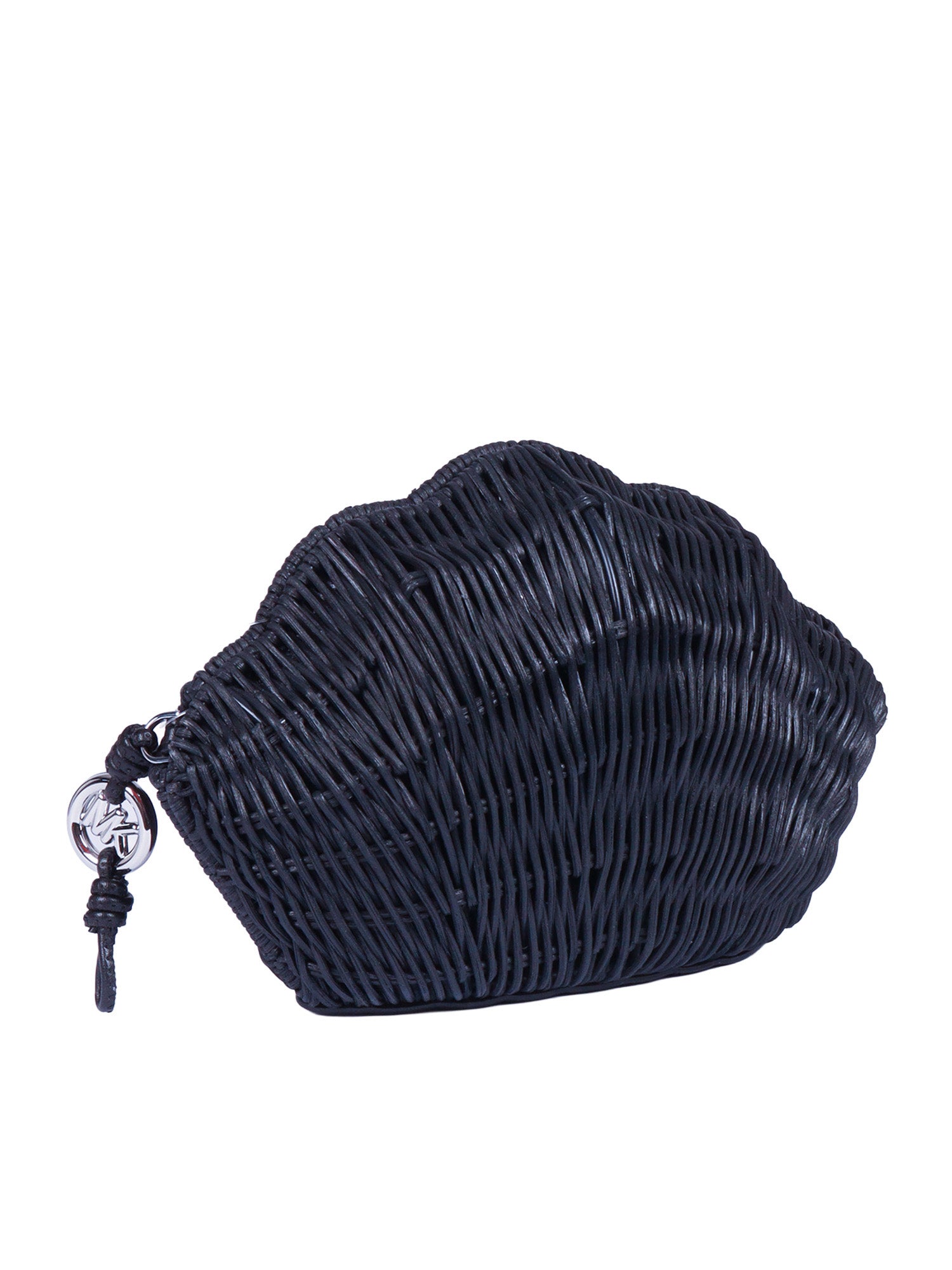Sm Shell Clutch Black Rattan Handbag