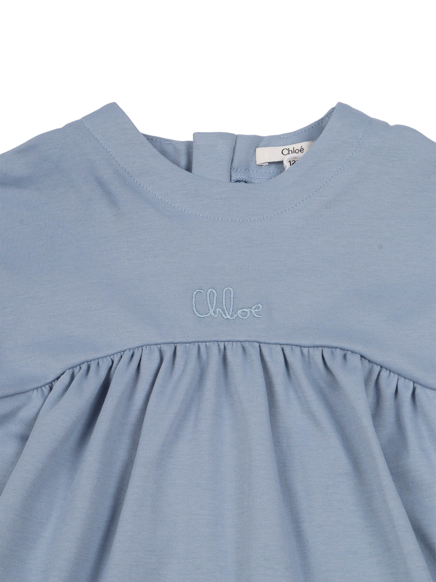 SHORT SLEEVE DRESS Blue Cotton