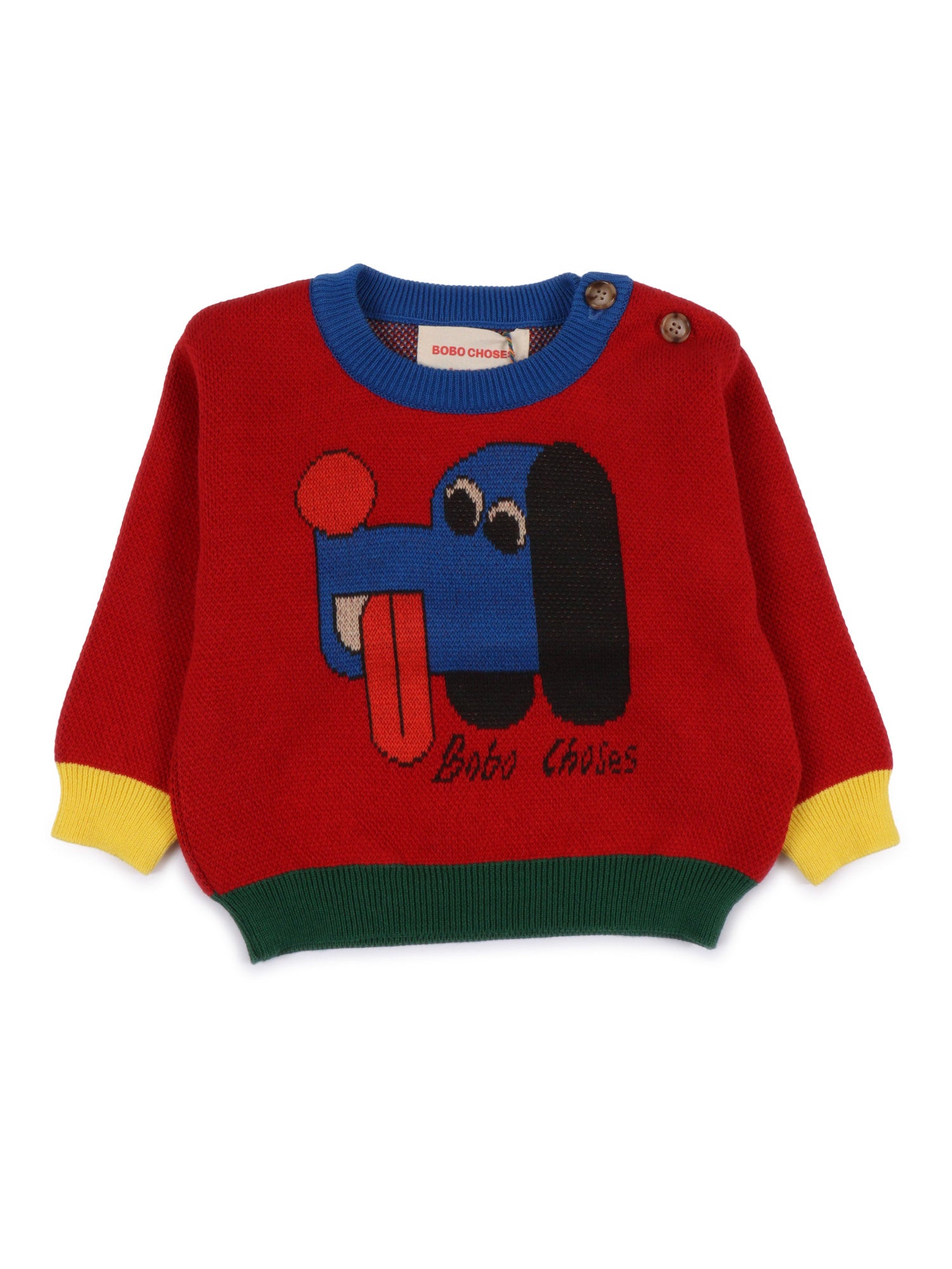 Doggy Mate Jacquard Jumper Red Organic Cotton Crewneck
