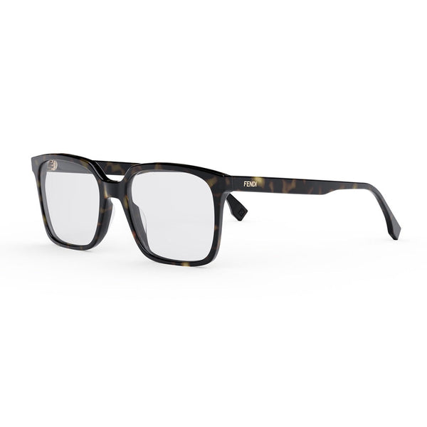 Fendi Eyeglasses Square Full Rim, Havana Frame And Clear Demo Lenses Lens Fe50032i052 Brown Sunglasses