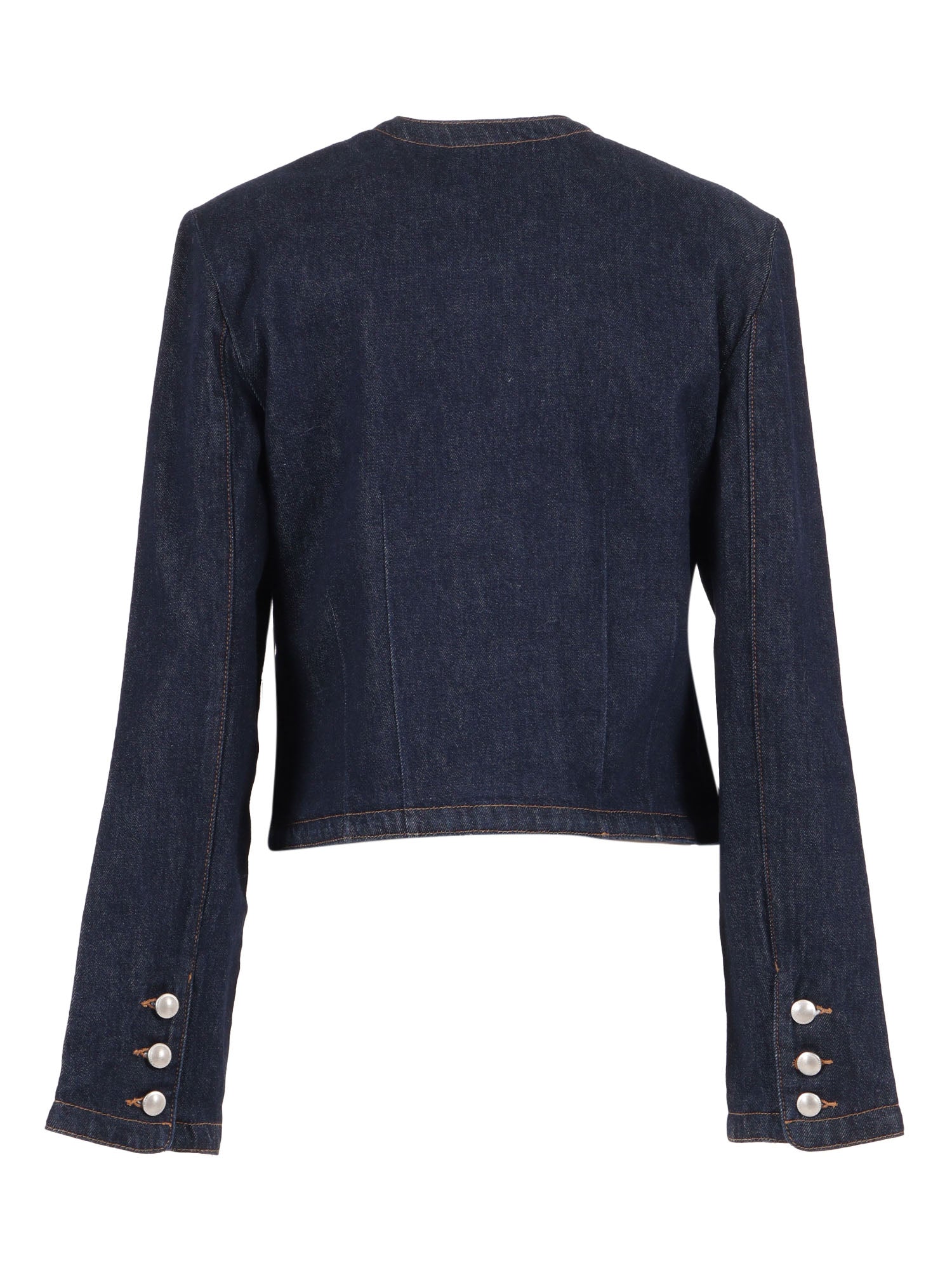 Lady Jacket Smoove With Exposed Buttons Blue Cotton Elastane Giubbino Denim