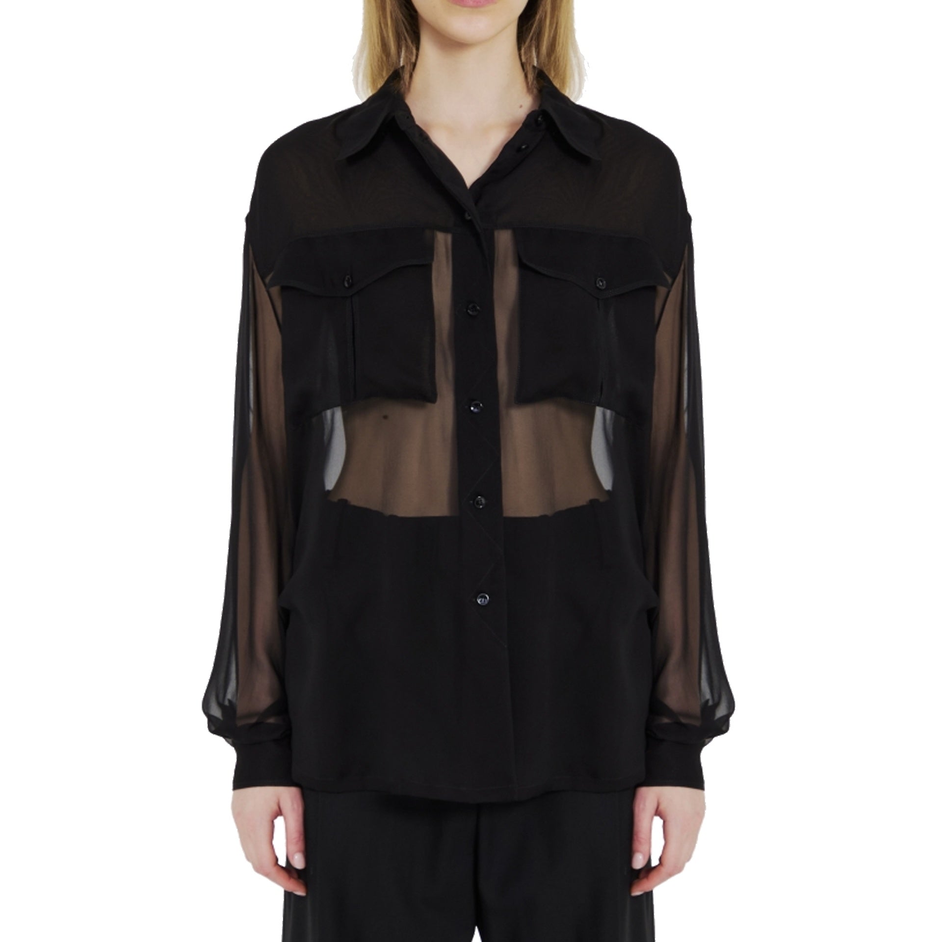 Silk Crepe Muslin Shirt Black