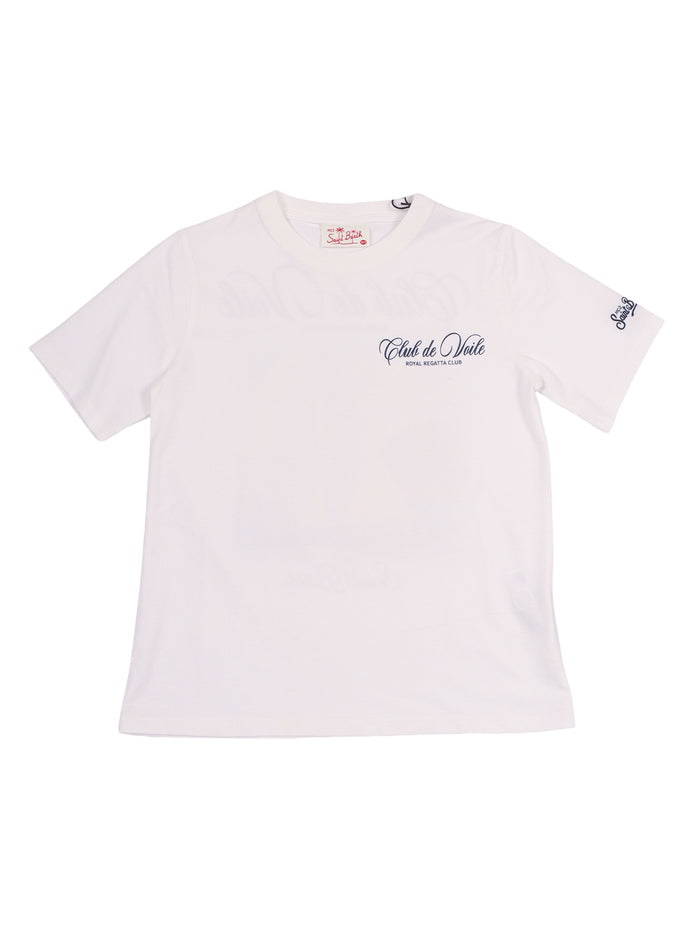 Portland Jr-Club Voile 01n White Cotton Short Sleeves T-shirt