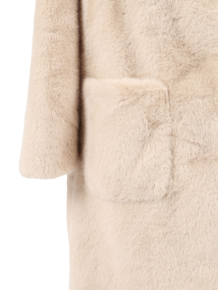 HAIRY PELUCHE TEDDY COAT Beige Polyester Lining