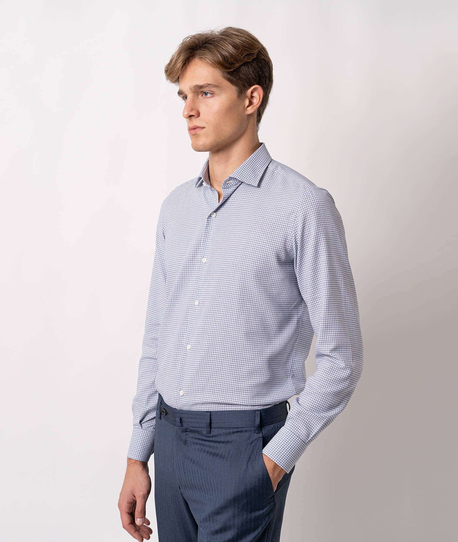 Tailored Cotton Shirt Tribeca Lightblue Hand Made