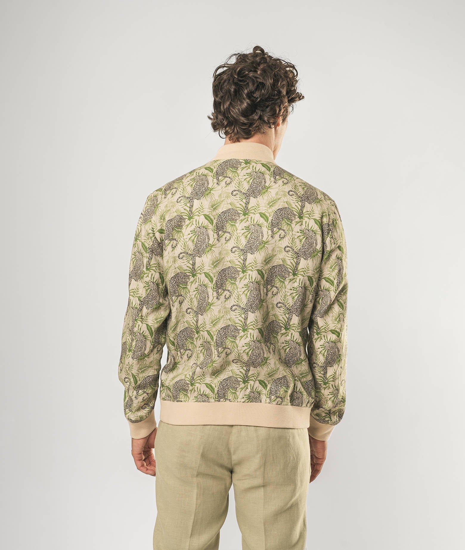 Linen Bomber Cheetah Green Sportwear Blouson