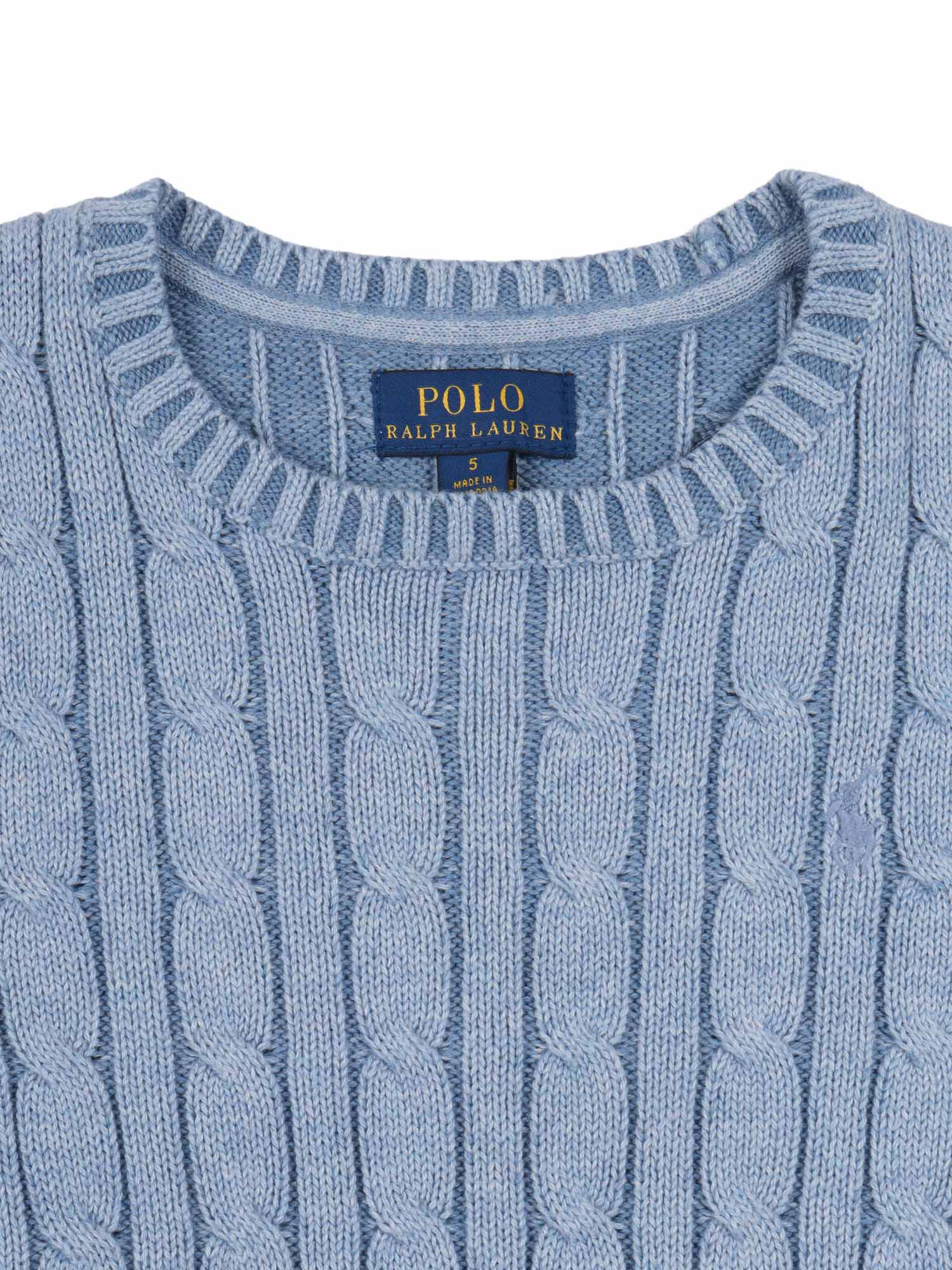 LS CABLE CN-TOPS-SWEATER Blue Cotton Crewneck