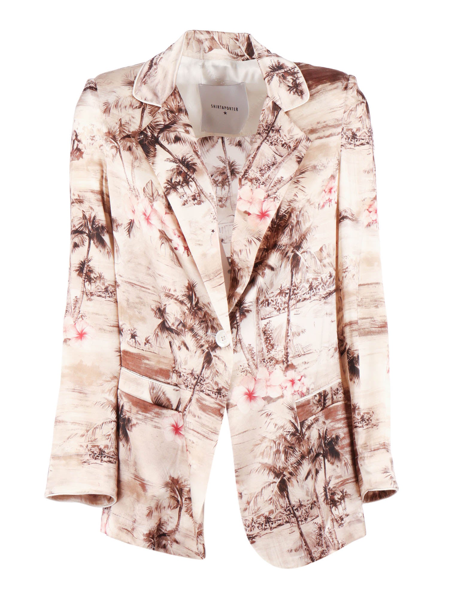 Silk Blazer Beige Elastane Jacket
