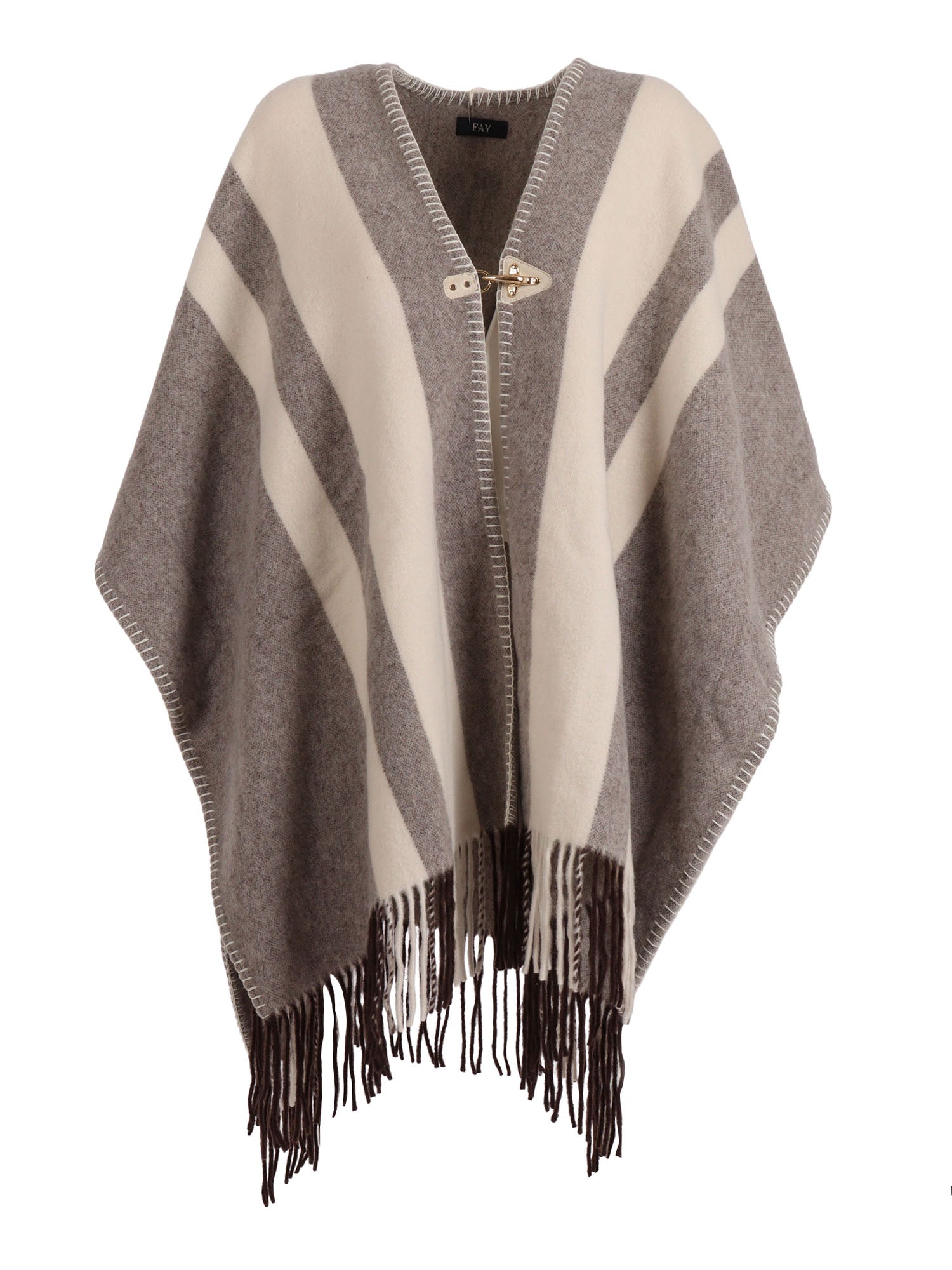 Hook Poncho Brown Wool Polyamide