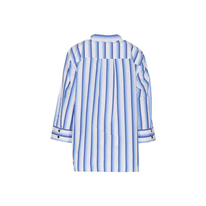 Ganni Cotton Striped Shirt Blue