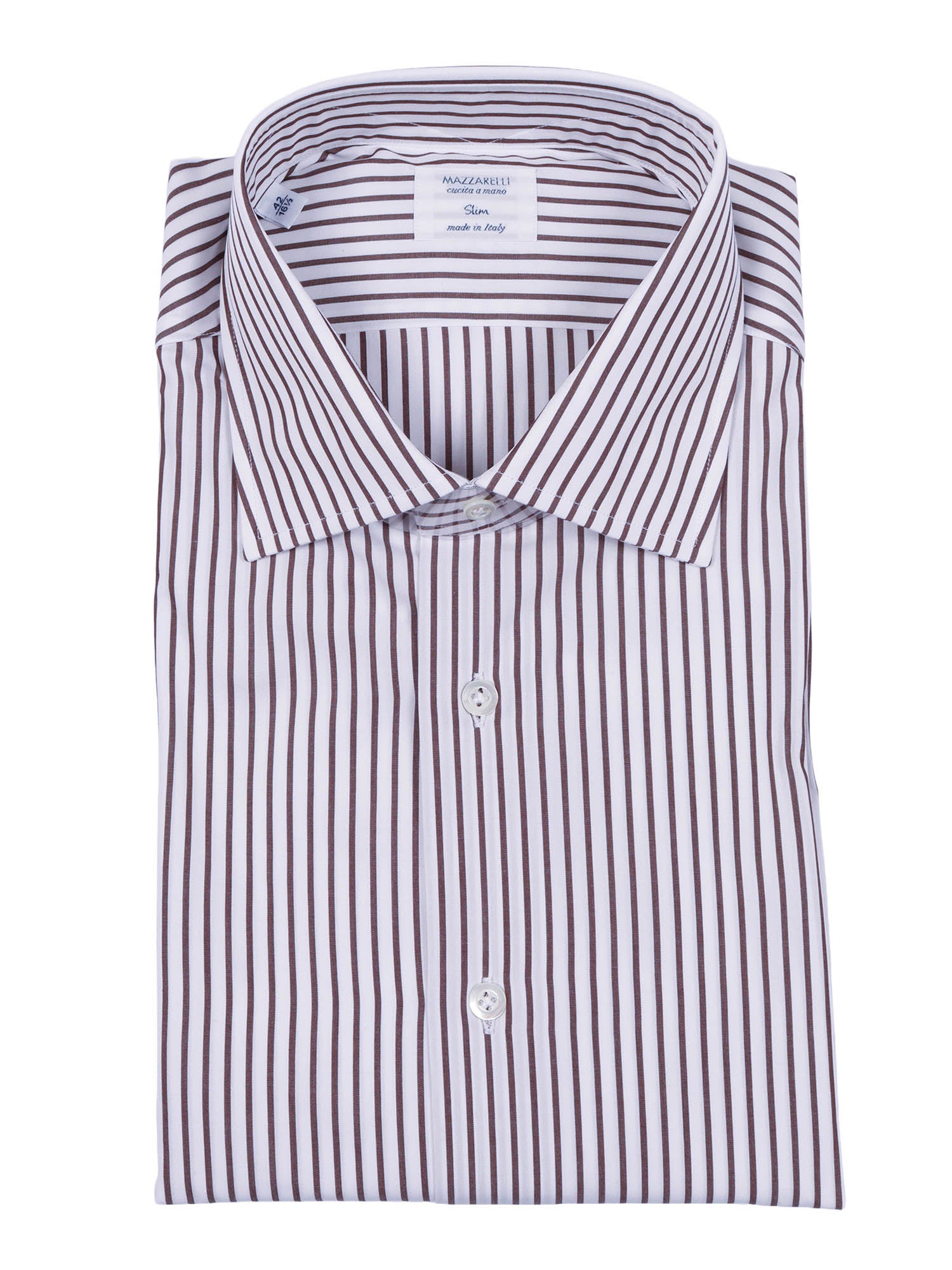 Striped Cotton Shirt Style Slim Fit Brown